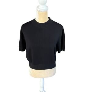 St. John Basics Black Short Sleeve Sweater Top Size Small